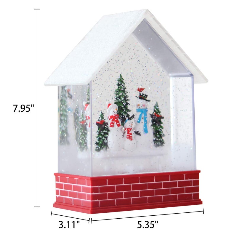 Eldnacele Musical Snow Globe House with Timer  Lighted USB/Battery Operated Swirling Singing Water Glittering Lantern  Christmas Snow Globes House Holiday Festival Decoration- Snowman - Image 2
